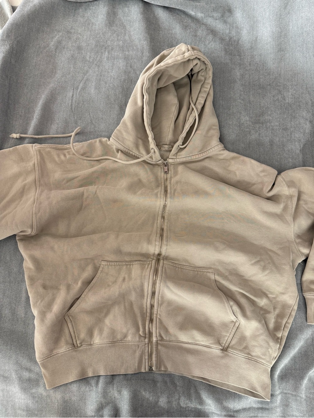 Brandy Melville John galt oversized Beige Zip-Up Hoodie sz L